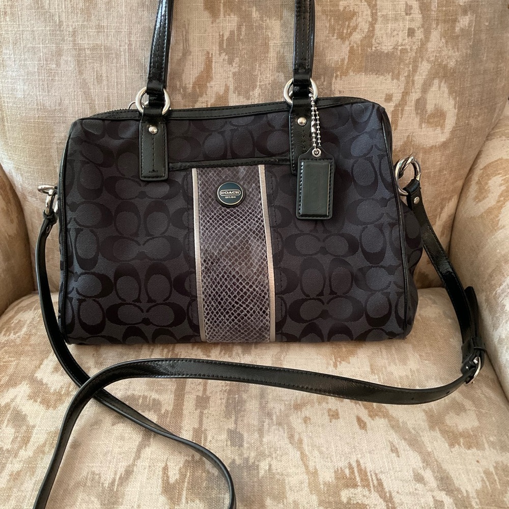 Coach canvass and leather accent handbag